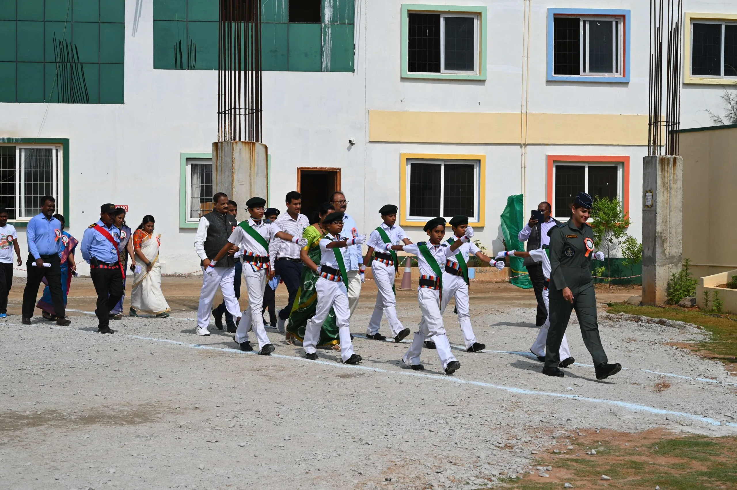 Students taking part in sports on the field