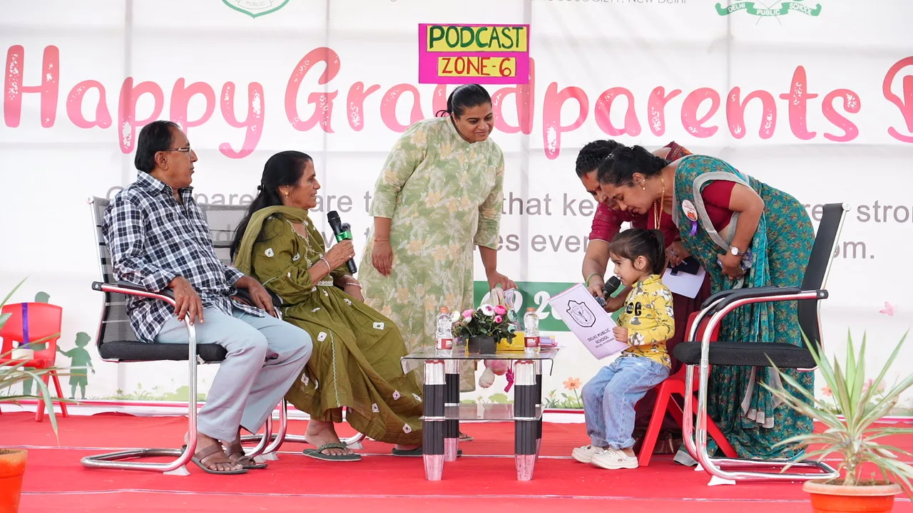 Students and parents taking part in a community activity