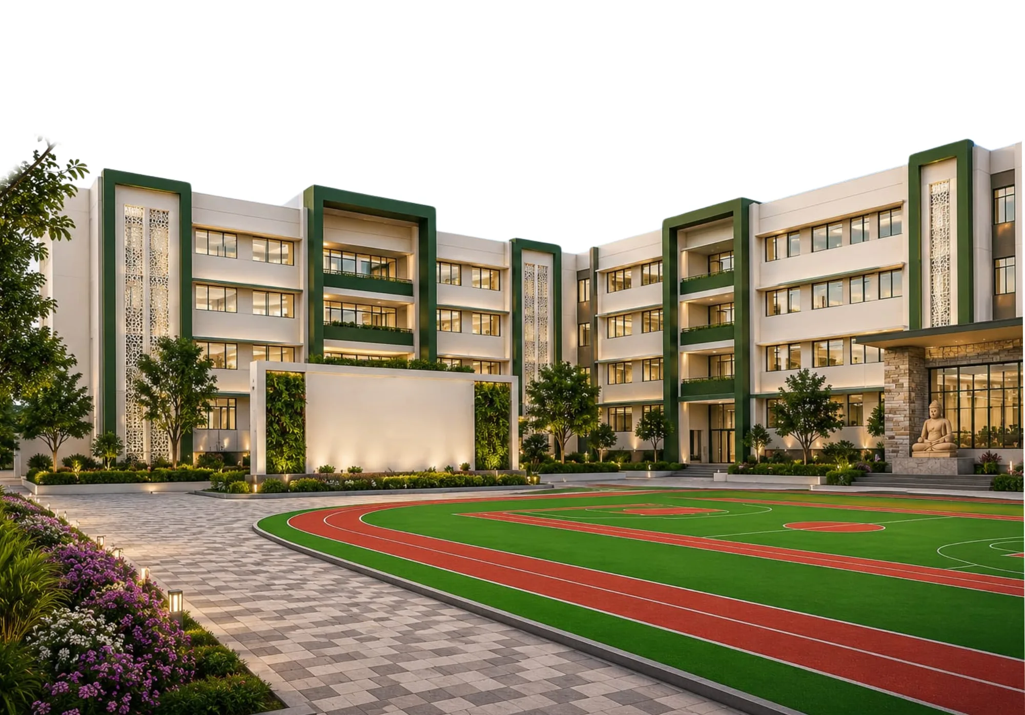 The DPS Kompally campus surrounded by greenery