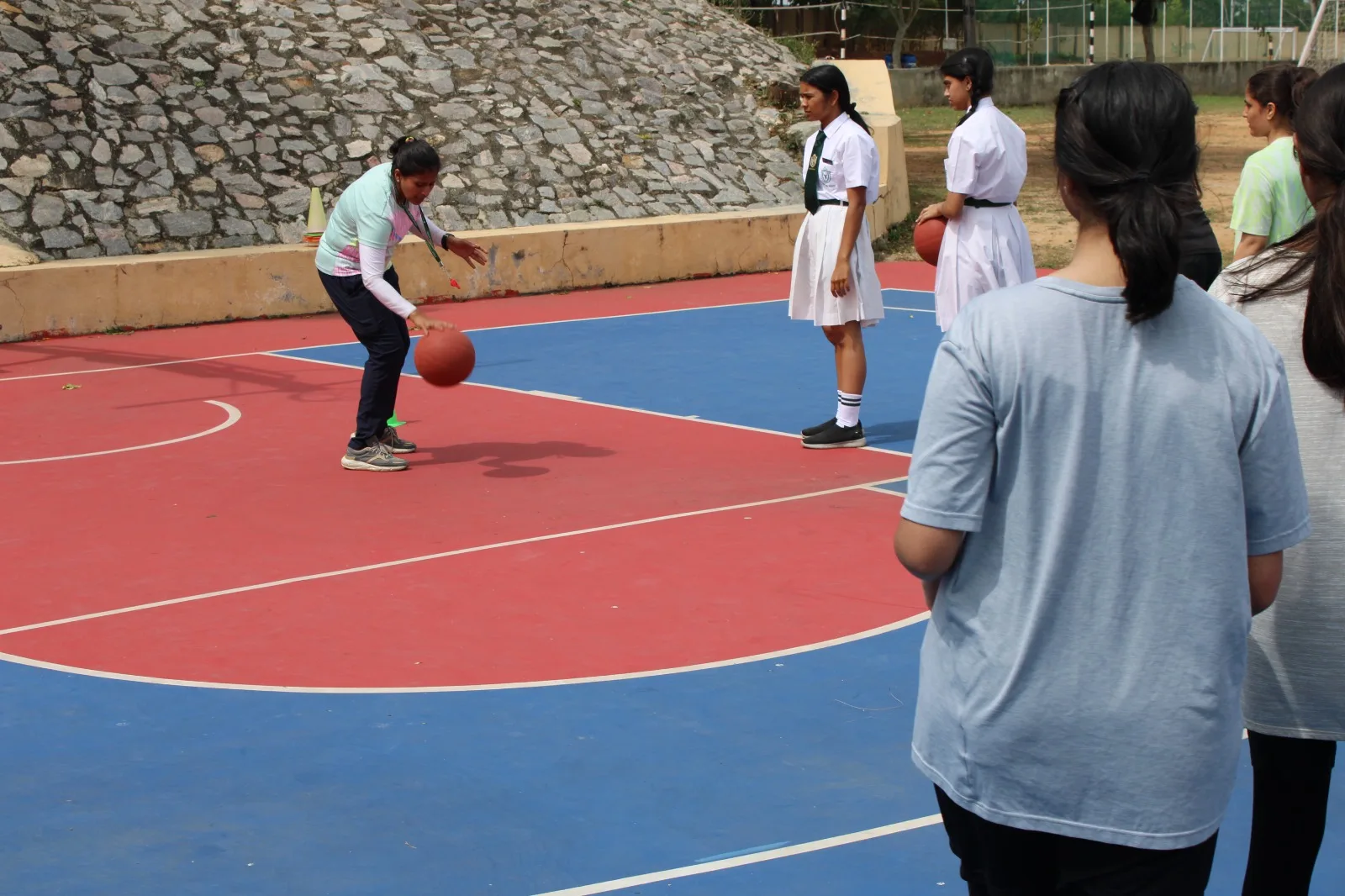 Students competing in a running race