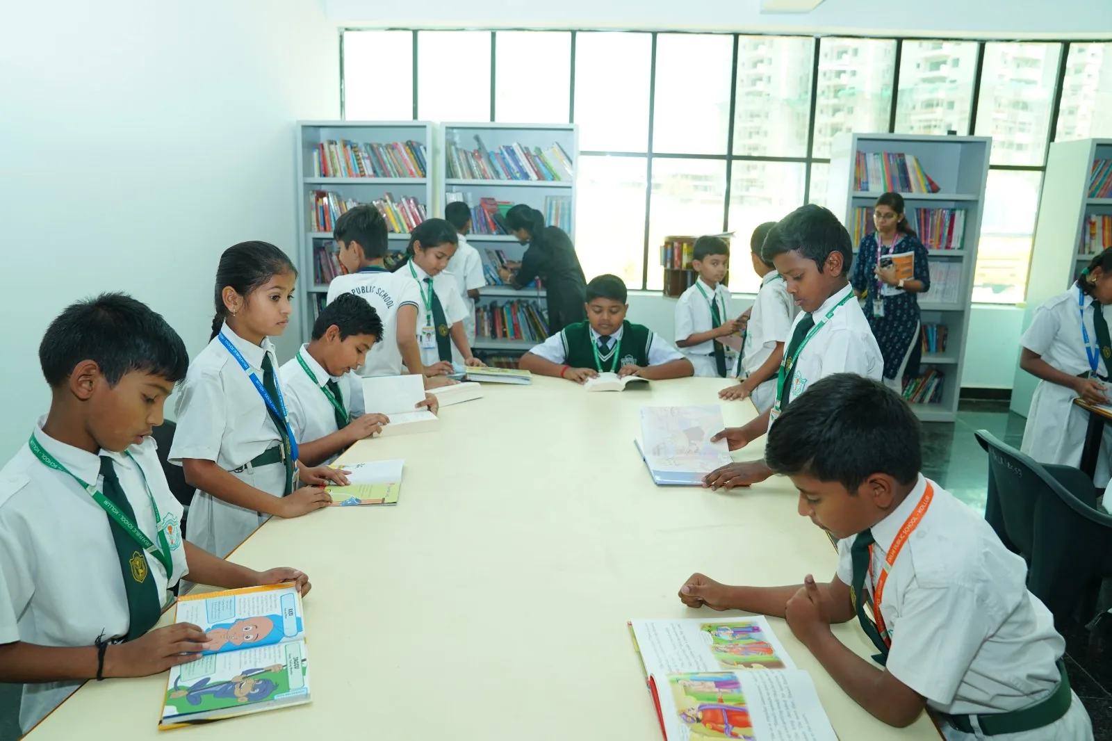 Primary students learning with their teacher